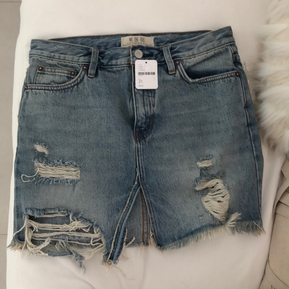 Free People Distressed Denim Skirt